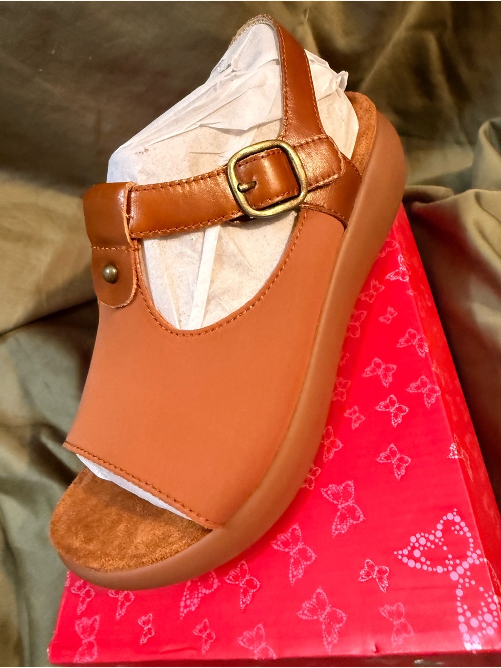 Alegria Women's Brown Leather Slingback Sandal with Buckle size 8 /8.5 Women
